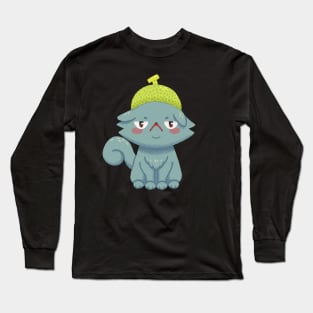 Disgruntled Melon Hat Cat Long Sleeve T-Shirt
